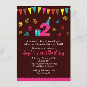 2nd Birthday Girl's Cute Party Invitation