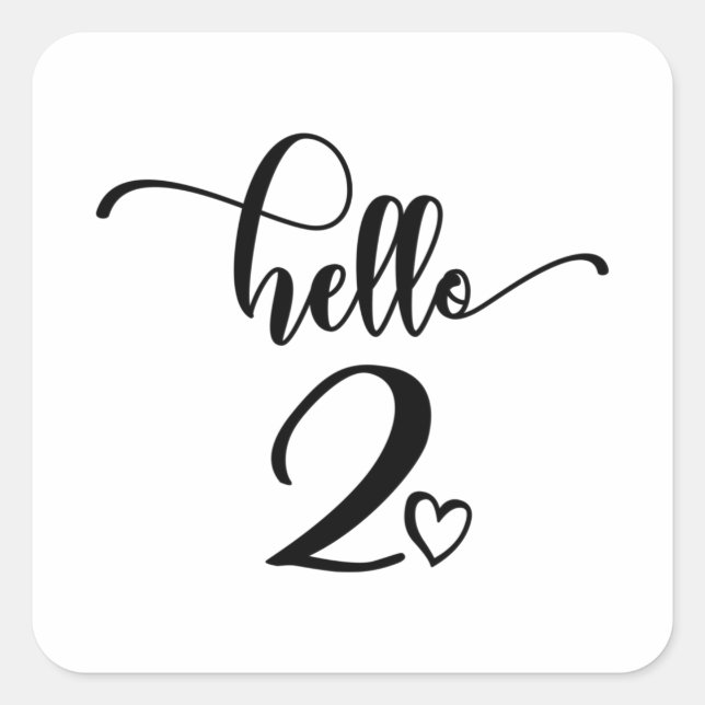 2nd Birthday Girls Hello Two Cute 2 Years Old Kids Square Sticker (Front)