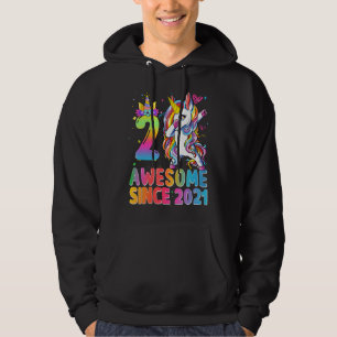 2nd Birthday Girls Teens Dabbing Unicorn 2 Year Ol Hoodie