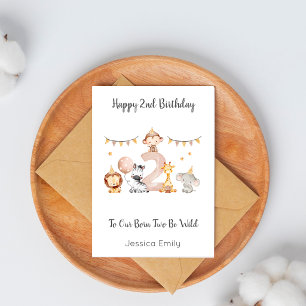2nd Birthday Granddaughter Safari Animals Card