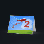 2nd Birthday Grandson Red Aeroplane Card<br><div class="desc">A red aeroplane is ready to land as it zooms in the sky over the number 2. The word grandson is written in the curve of the flying plane. Delight your grandson with this aeroplane card on his 2nd birthday!</div>
