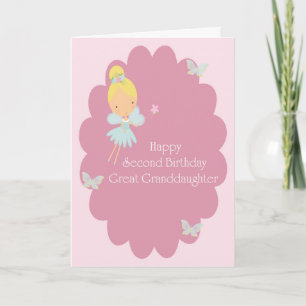 2nd Birthday Great Granddaughter Pink Fairy Card
