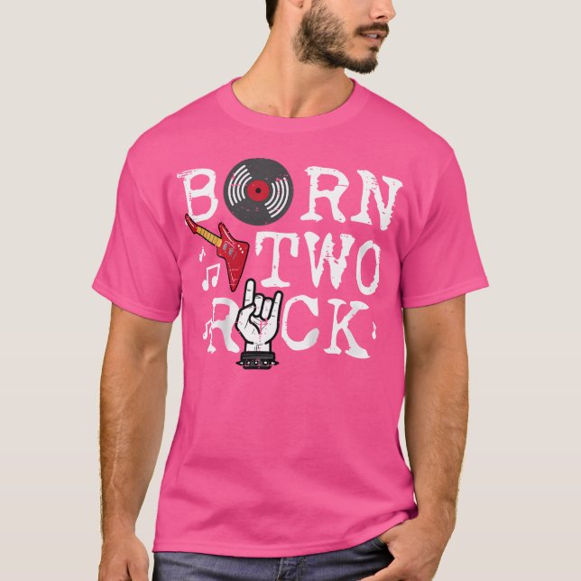 2Nd Birthday Guitar Born Two 2 Rock Rocker Bday Bo T-Shirt (Front)