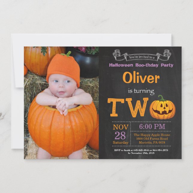 2nd Birthday Halloween Party Photo Invitation (Front)