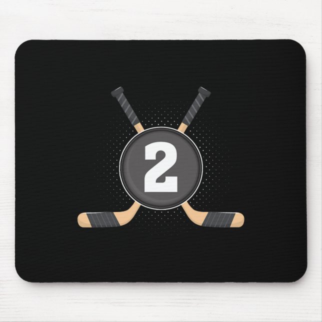 2nd Birthday Ice Hockey 2 Years Old Themed Birthda Mouse Mat (Front)