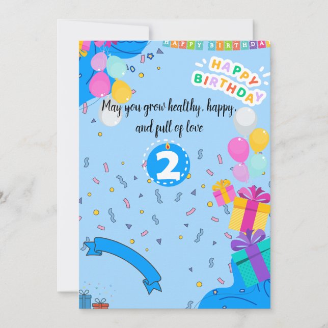 2nd Birthday Invitation – Cute & Customisable Part (Front)
