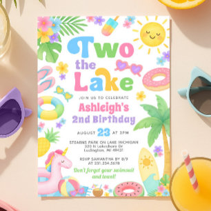 2nd Birthday Invitation Girl - Two the Lake