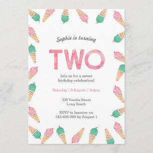 2nd Birthday Invitation   icecream party