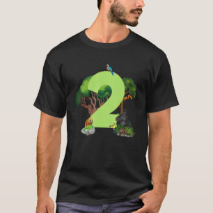 2nd Birthday Jungle Animals Safari Rainforest 2 Ye T-Shirt