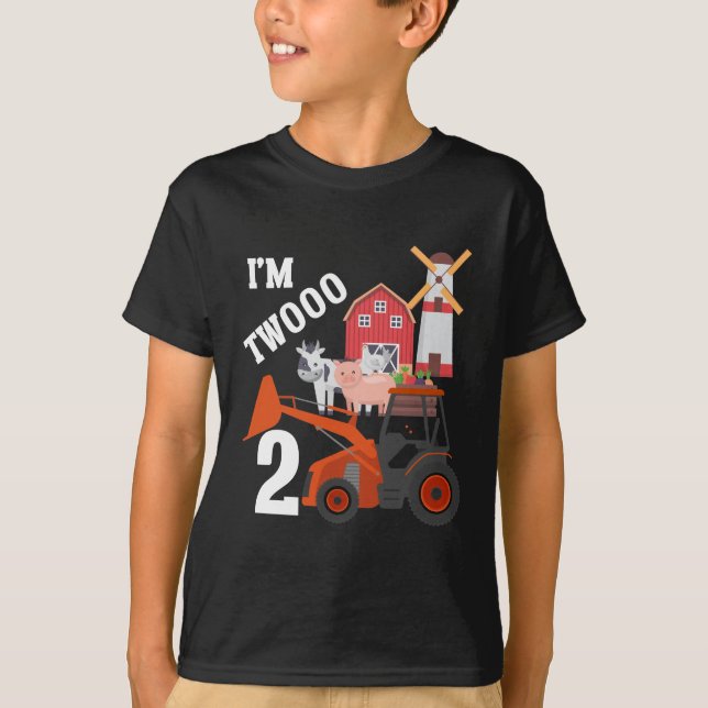 2nd Birthday Kid Farm Tractor lover 2 Year old T-Shirt (Front)