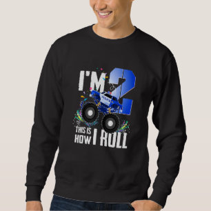2nd Birthday Kids, I'm 2 Police Monster Truck Car Sweatshirt