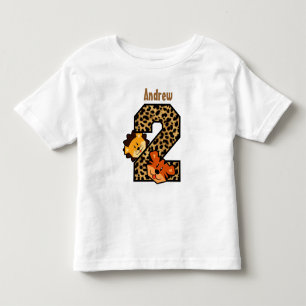 2nd Birthday Leopard Tiger Lion 2 Year Old Toddler T-Shirt