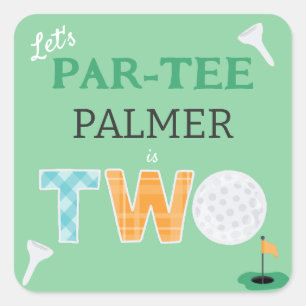 2nd Birthday Let's Par-tee Golf Party Square Sticker