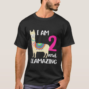 2nd Birthday Llama Im 2 Years Old and Llamazing T-Shirt