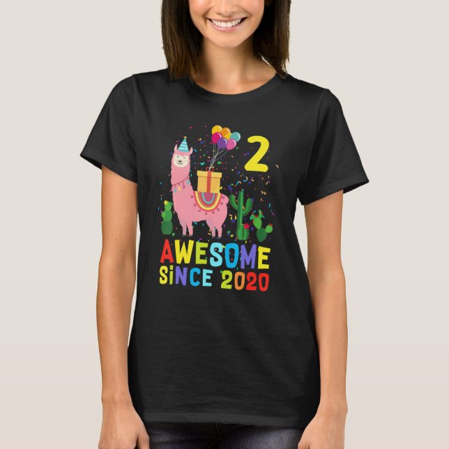 2nd Birthday Llama Llamazing Awesome Since 2020 2  T-Shirt (Front)