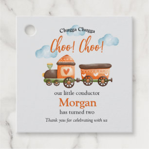 2nd Birthday Lovely Train Watercolor Party Favour Tags