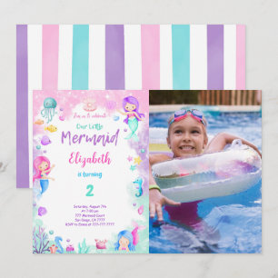 2nd Birthday Mermaid Photo Invitation