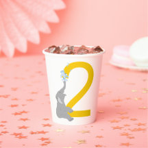 2nd Birthday Modern Grey Elephant Party Cups