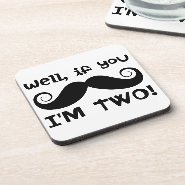 2nd Birthday Moustache Coaster (Left Side)