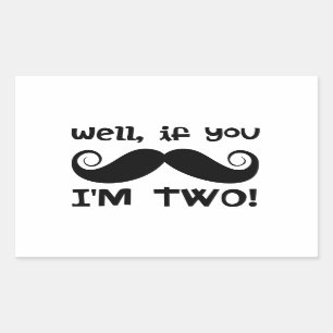 2nd Birthday Moustache Rectangular Sticker