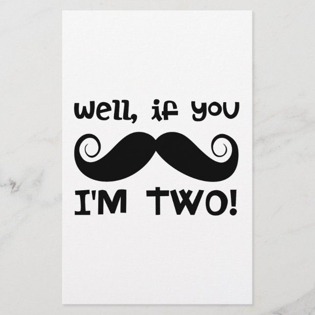 2nd Birthday Moustache Stationery (Front)