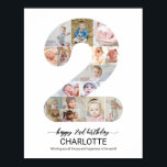 2nd Birthday Number 2 Custom Photo Collage Poster<br><div class="desc">Celebrate a very special milestone with this Gender-Neutral 2nd Birthday Poster featuring number 2 photo collage design that highlights your child best memories. You can easily customize the design by adding 15 photos from newborn to two year old, creating a meaningful and heartwarming display. Perfect for a second birthday party,...</div>