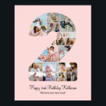 2nd Birthday Number 2 Photo Collage Custom Picture Poster<br><div class="desc">Celebrate your little one's milestone 2nd birthday with this personalised number 2 photo collage poster. This customisable gift is a perfect way to display precious memories from your baby's second year. The poster features a collage of photos capturing those special moments, and it can be customised with your child's name...</div>