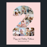 2nd Birthday Number 2 Photo Collage Custom Picture Poster<br><div class="desc">Celebrate your little one's milestone 2nd birthday with this personalised number 2 photo collage poster. This customisable gift is a perfect way to display precious memories from your baby's second year. The poster features a collage of photos capturing those special moments, and it can be customised with your child's name...</div>