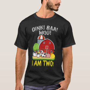 2nd Birthday Oink Baa Moo I Am Two Farm Animals Tr T-Shirt