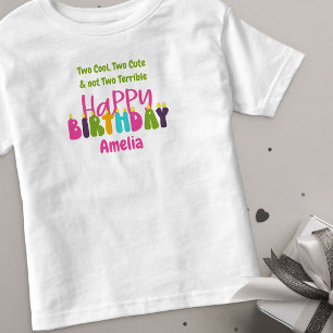 2nd Birthday One-derful Day Colourful Candles Girl Toddler T-Shirt