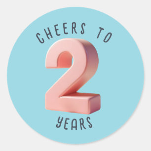 2nd Birthday or Anniversary 3D Number Milestone Classic Round Sticker