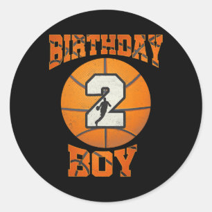 .2nd Birthday Outfit Boy Basketball Second 2 Year Classic Round Sticker