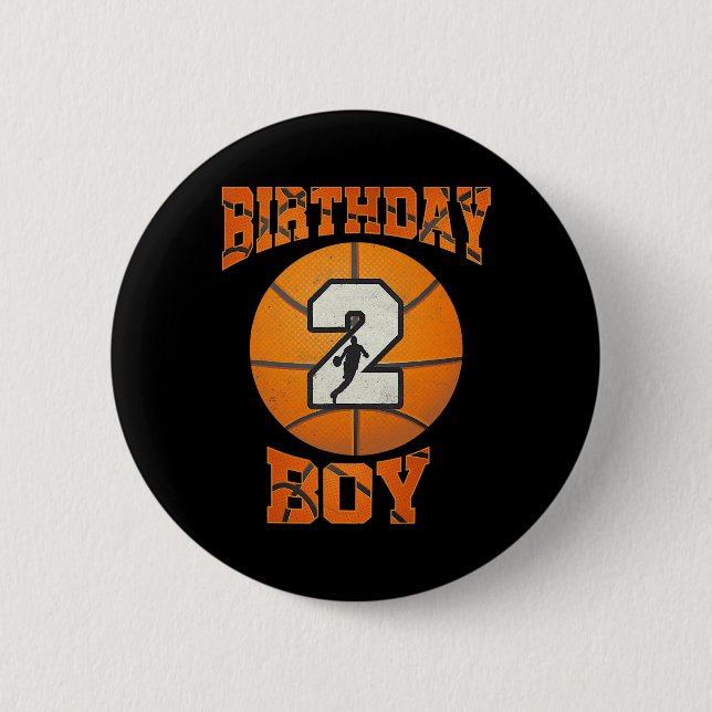 2nd Birthday Outfit Boy Basketball Second 2 Year O 6 Cm Round Badge (Front)