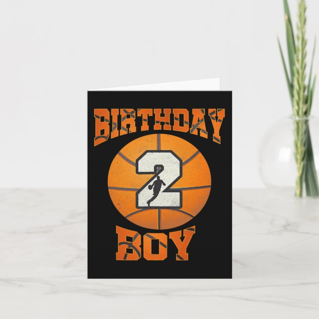 2nd Birthday Outfit Boy Basketball Second 2 Year O Card (Front)