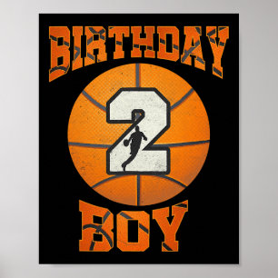.2nd Birthday Outfit Boy Basketball Second 2 Year  Poster