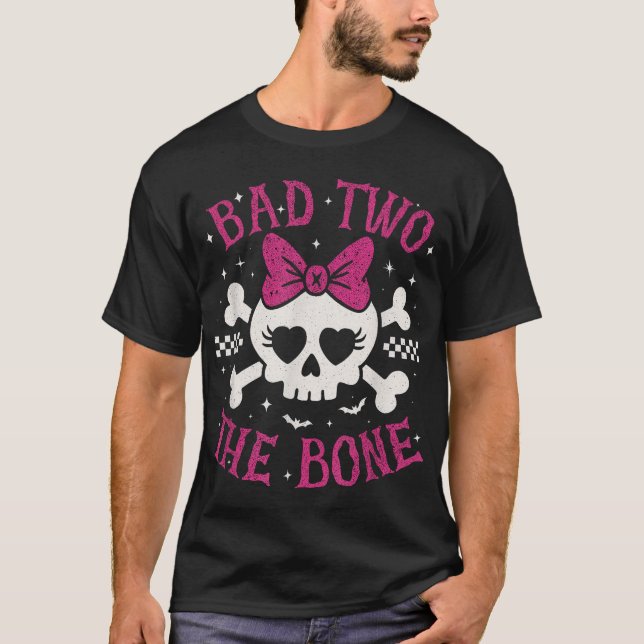 2Nd Birthday Outfit Girl Bad Two The Bone Party T-Shirt (Front)