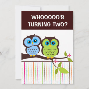 2nd Birthday Owl Theme Party Invitations