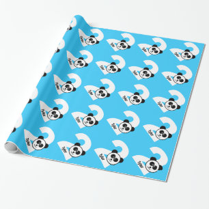 2nd Birthday PANDA Two Year Old Custom Boy Name 2 Wrapping Paper