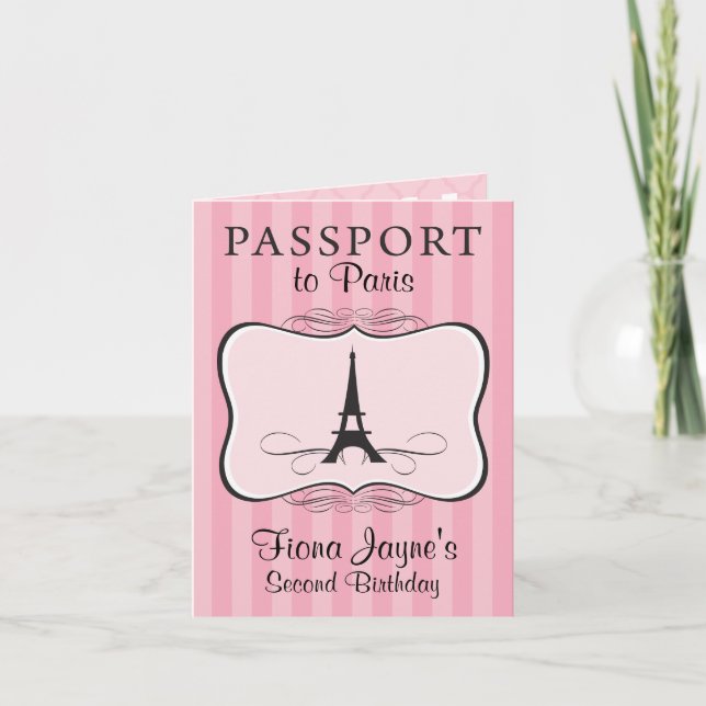 2nd Birthday Paris Passport Invitation (Front)