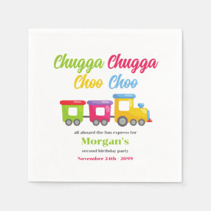 2nd Birthday Party Chugga Choo Colourful Train Napkin
