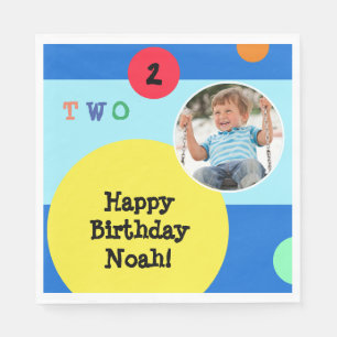 2nd Birthday Party Colourful Bright Modern Paper Napkin