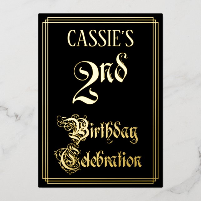 2nd Birthday Party — Fancy Script & Custom Name (Front)