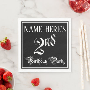2nd Birthday Party — Fancy Script + Custom Name Napkin