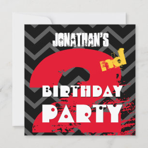 2nd Birthday Party Grunge and Chevrons A02 Invitation