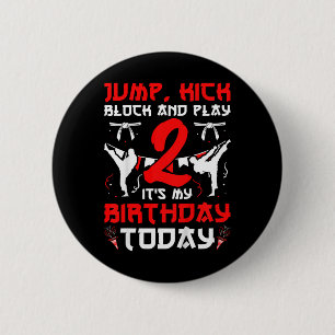 2nd Birthday Party Karate 2 Year Old Karate Birthd 6 Cm Round Badge