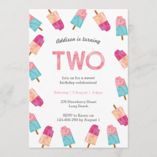 2nd Birthday Party   Popsicle Ice cream invitation