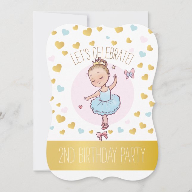 2nd Birthday Party | Princess Ballerina in Tutu Invitation (Front)