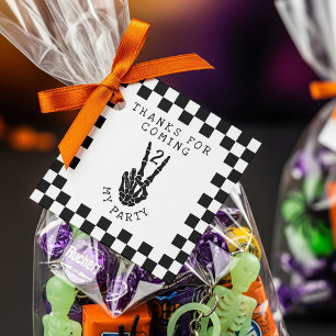 2nd Birthday Party Skeleton Checkerboard Thank You Favour Tags