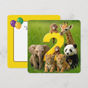 2nd Birthday Party Wildlife Animal Babies Invitation