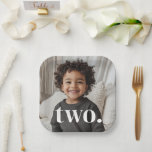 2nd Birthday Photo - two Paper Plate<br><div class="desc">A minimalist second Birthday Birthday design with space to add your own photo and with the word 'two.' over the top. You can change the word to anything else if you prefer!</div>
